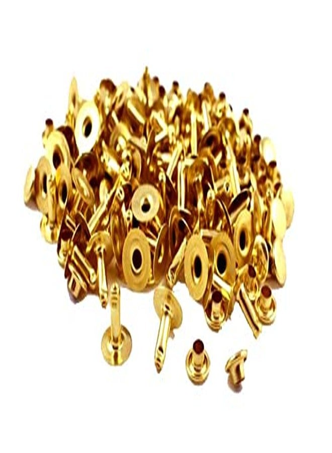 Nimida™ Single Cap Rivets | Brass | Medium Size-7 mm | Golden | for DIY Leather Craft | Pack of 100 Pairs - Image 2
